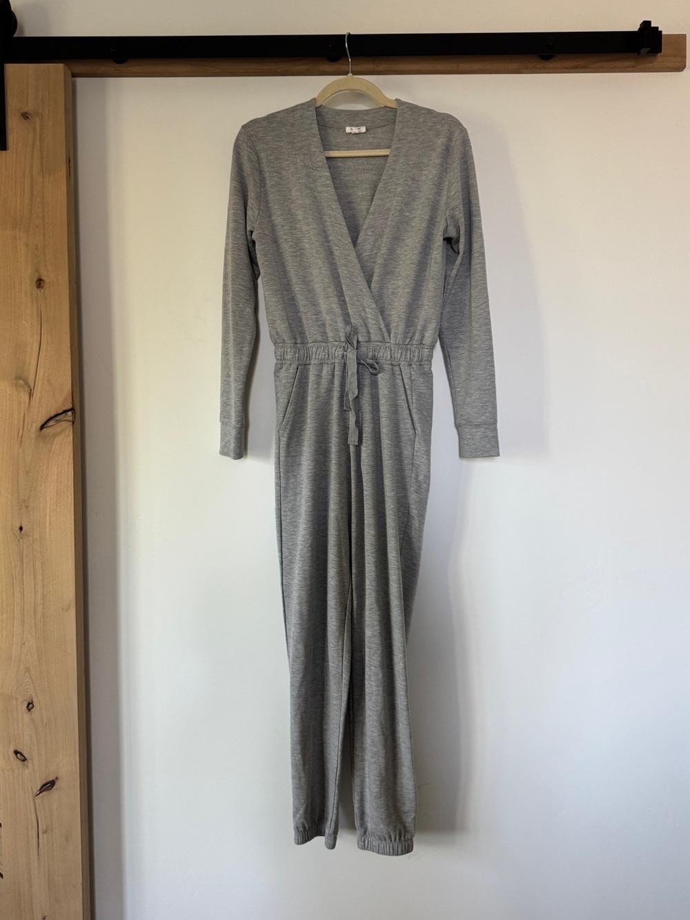 Splendid Light Gray Wrap-Front Jumpsuit